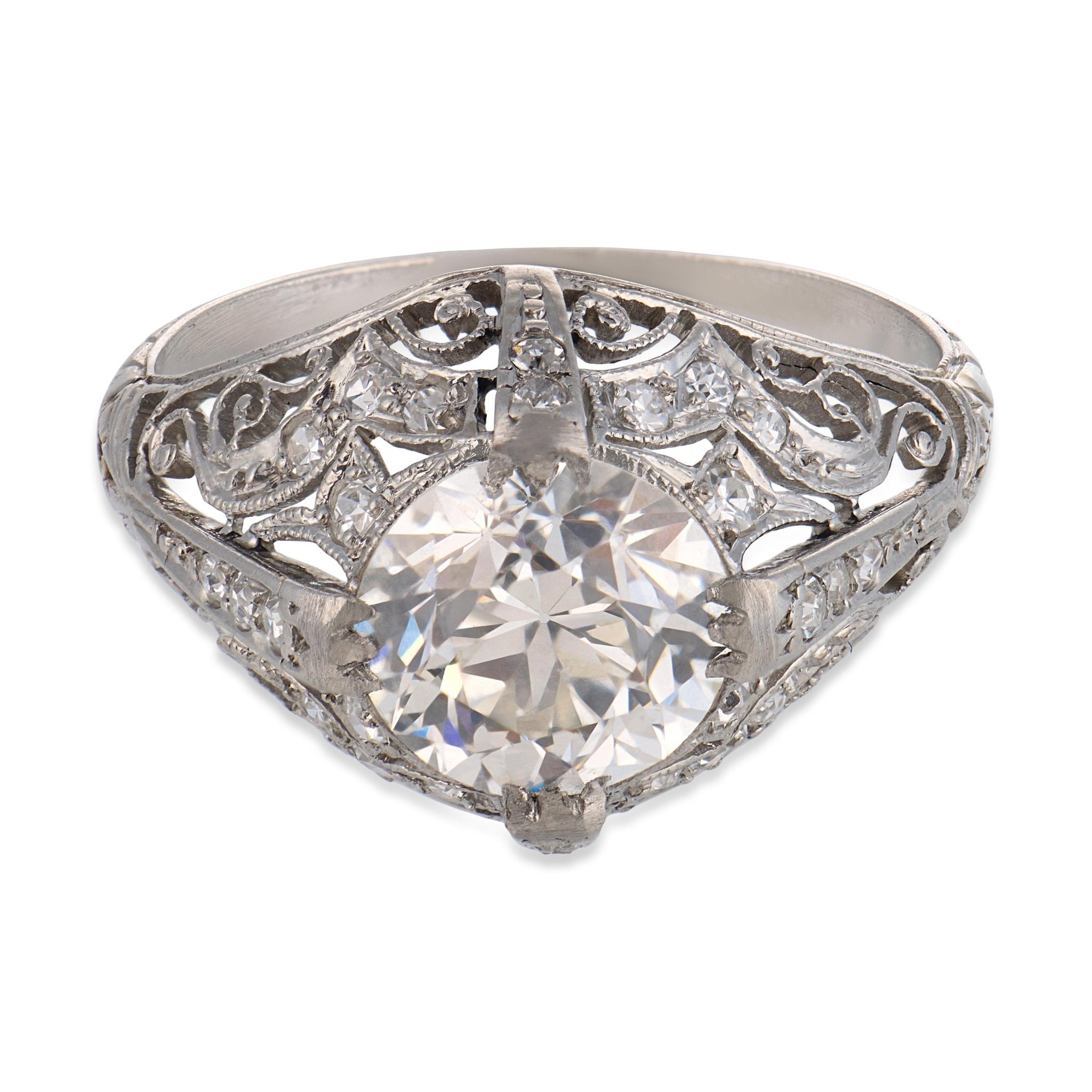 Art Deco GIA 1.90 carat diamond platinum engagement ring