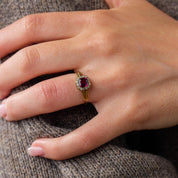 Victorian rubellite diamond 18k yellow gold cluster ring