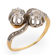 Edwardian diamond 18k yellow gold Toi Et Moi ring