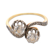 Edwardian diamond 18k yellow gold Toi Et Moi ring