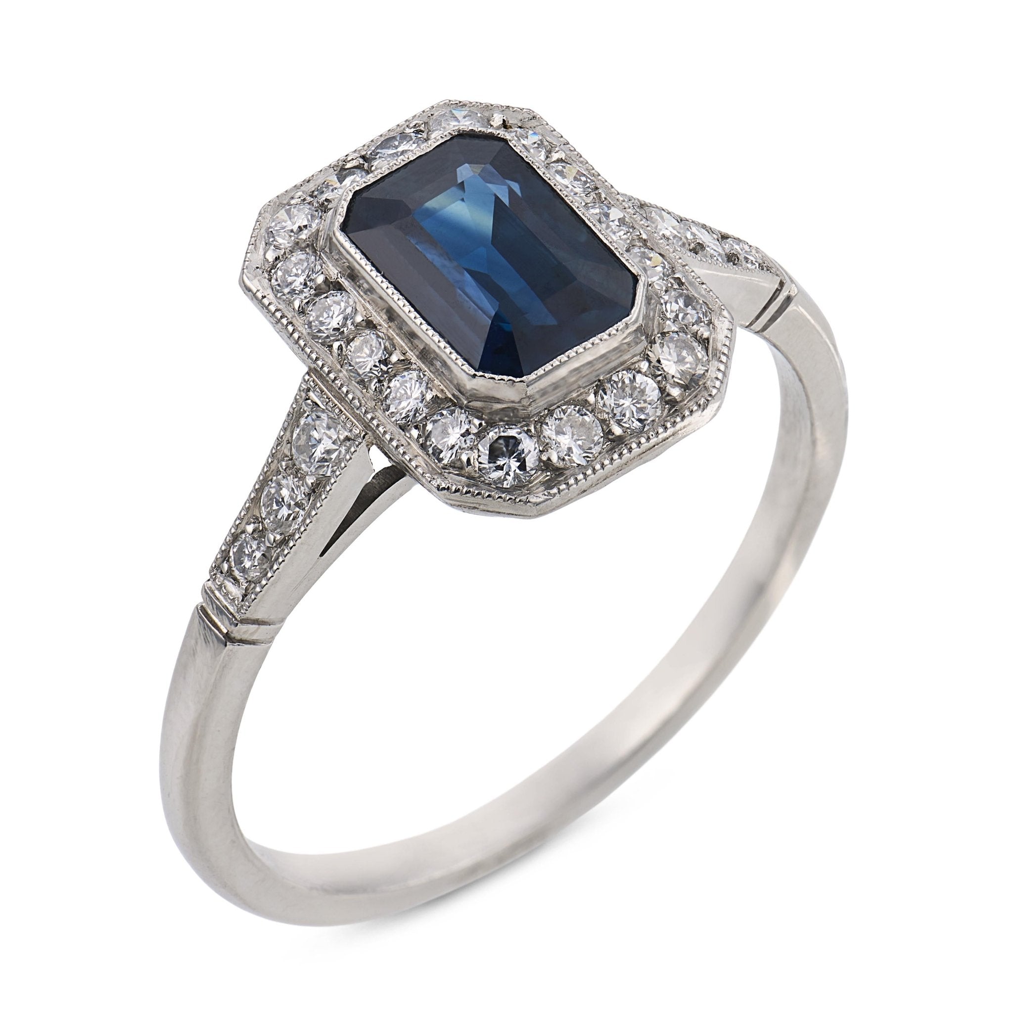 Vintage sapphire diamond platinum ring