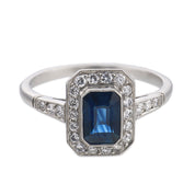 Vintage sapphire diamond platinum ring