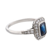 Vintage sapphire diamond platinum ring