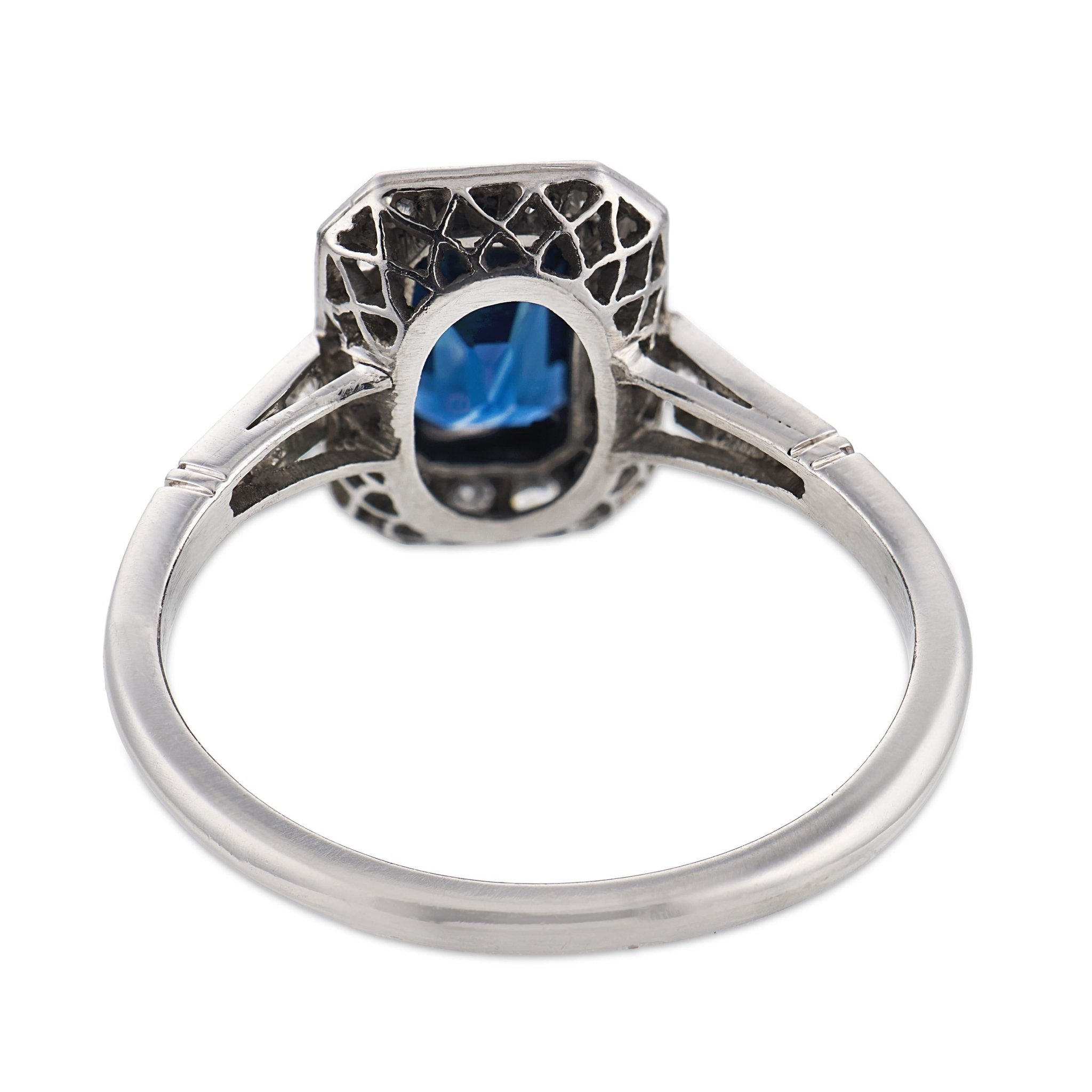 Vintage sapphire diamond platinum ring