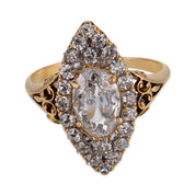 Victorian GIA 1.30 carat diamond 18k yellow gold navette ring