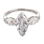 Mid Century GIA 1.15 carat marquise cut diamond platinum engagement ring