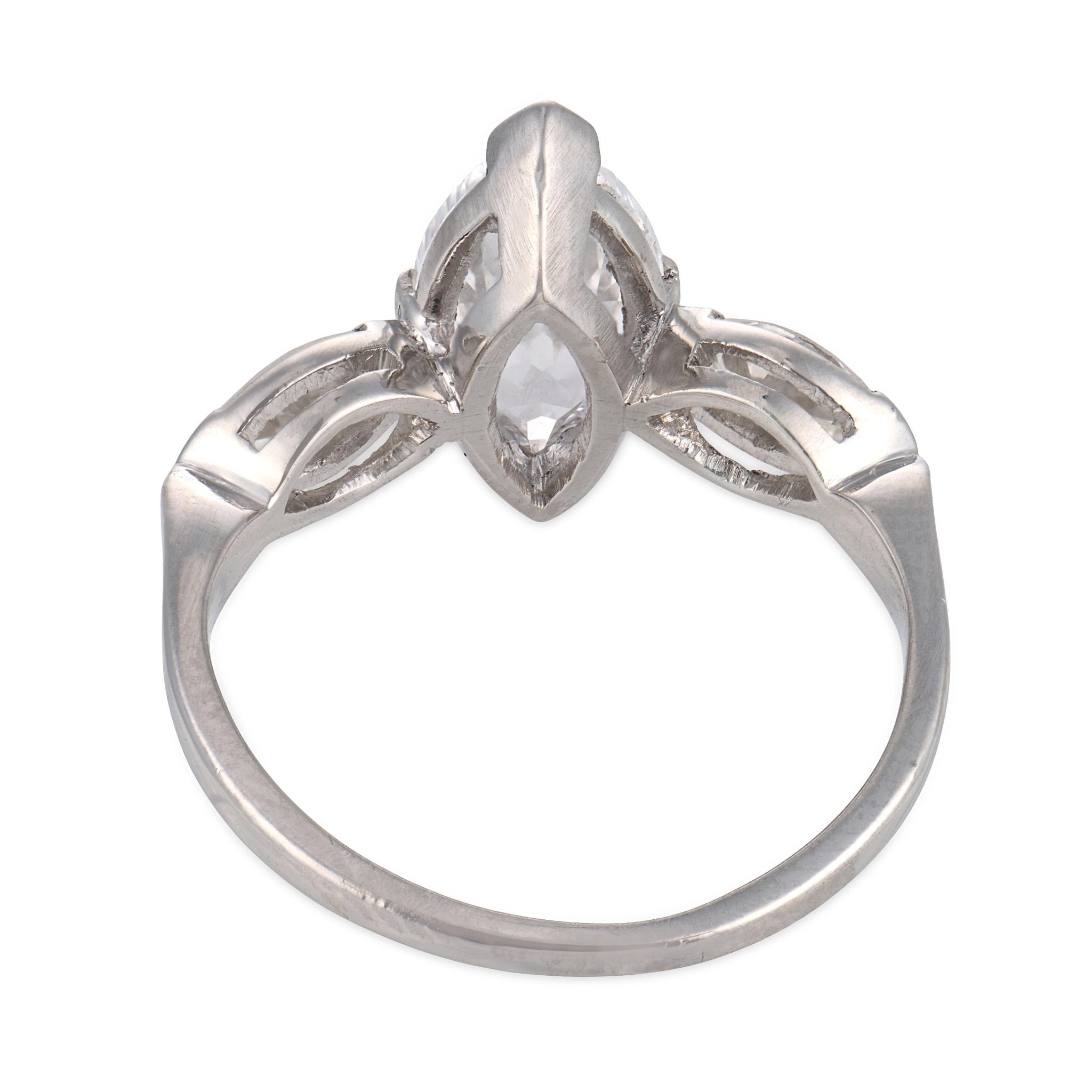 Mid Century GIA 1.15 carat marquise cut diamond platinum engagement ring