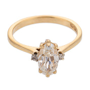 Vintage GIA 1.14 carat diamond 14k yellow gold engagement ring