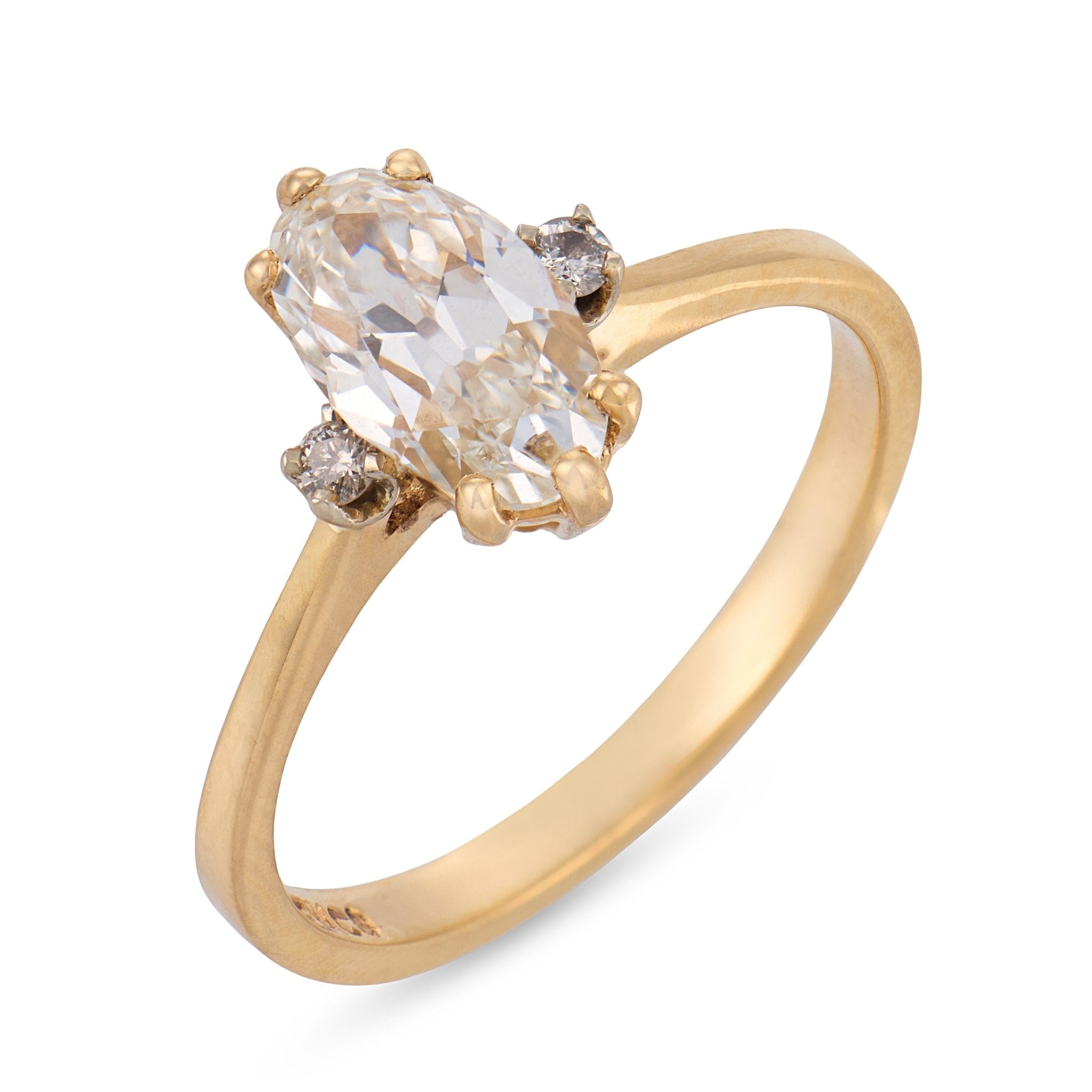 Vintage GIA 1.14 carat diamond 14k yellow gold engagement ring