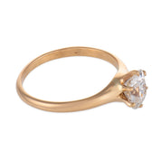 Victorian GIA 0.91 carat diamond 14k yellow gold solitaire engagement ring