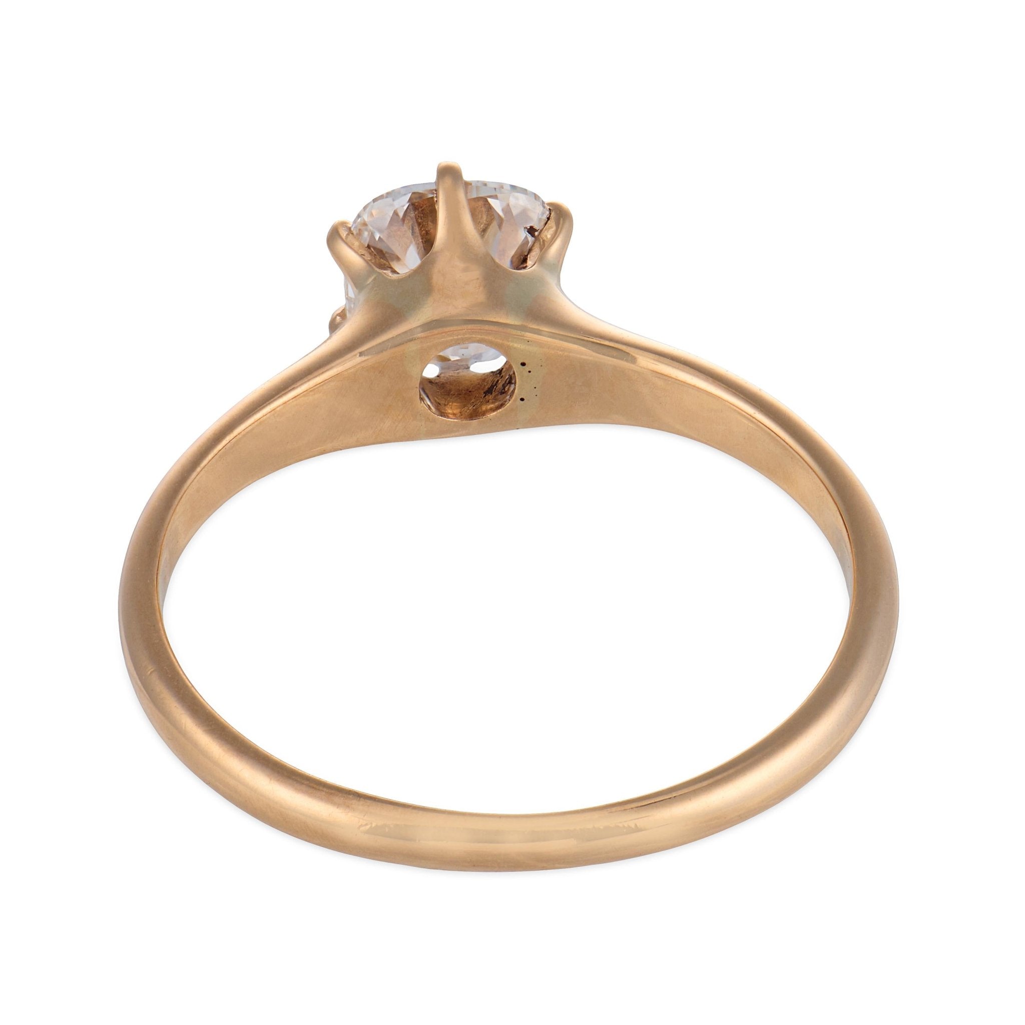 Victorian GIA 0.91 carat diamond 14k yellow gold solitaire engagement ring