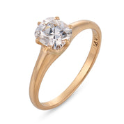 Victorian GIA 0.91 carat diamond 14k yellow gold solitaire engagement ring