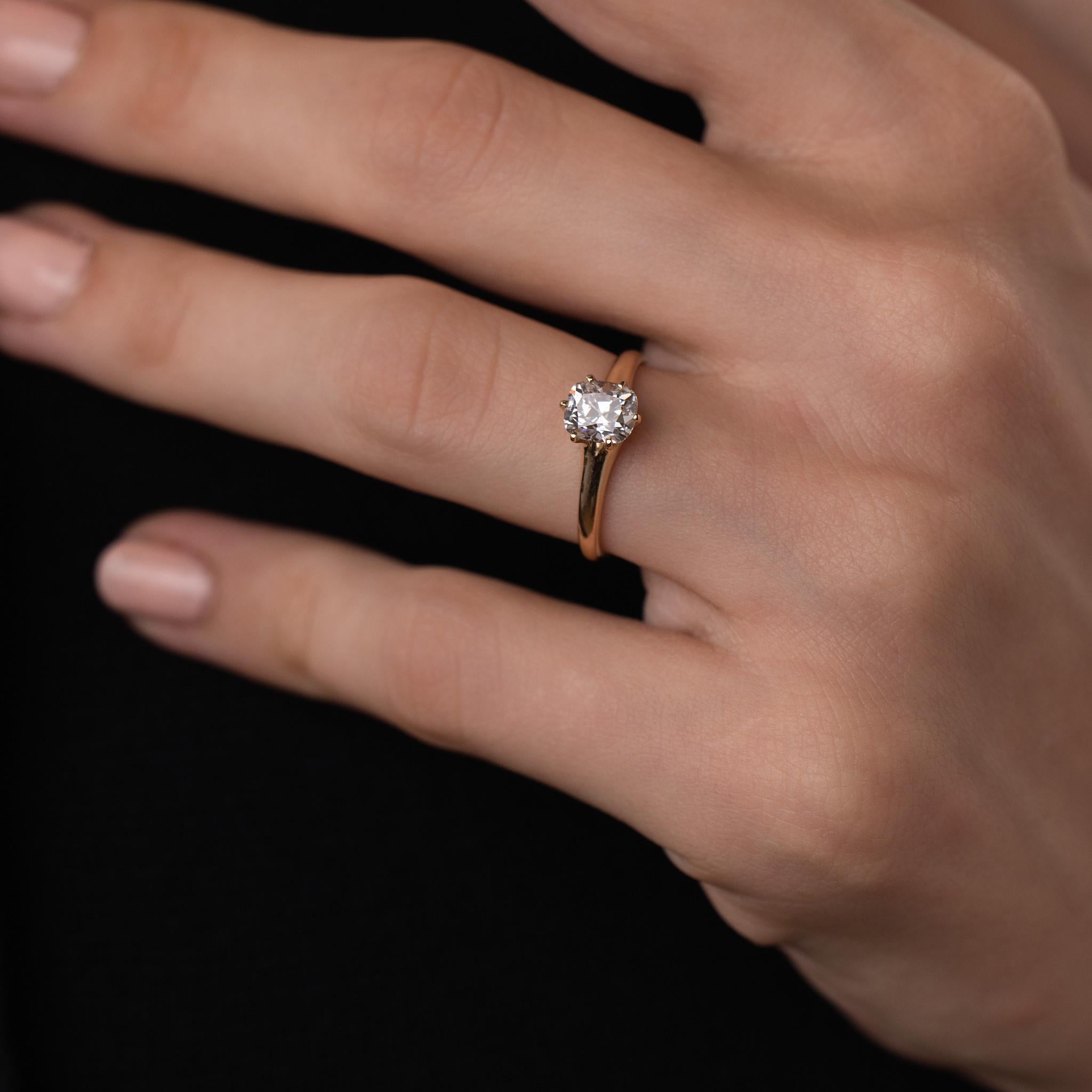 Victorian GIA 0.91 carat diamond 14k yellow gold solitaire engagement ring