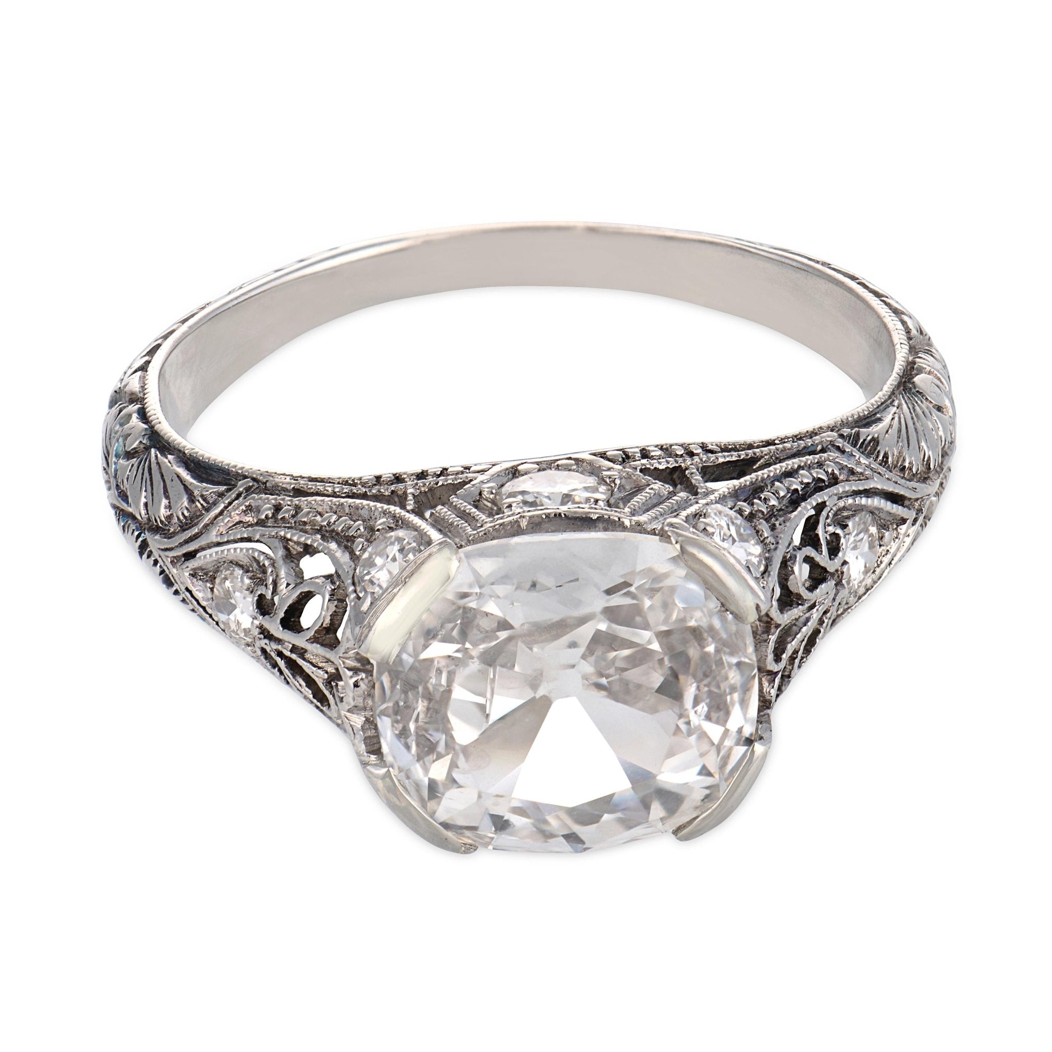 Art Deco GIA 1.59 carat diamond platinum engagement ring