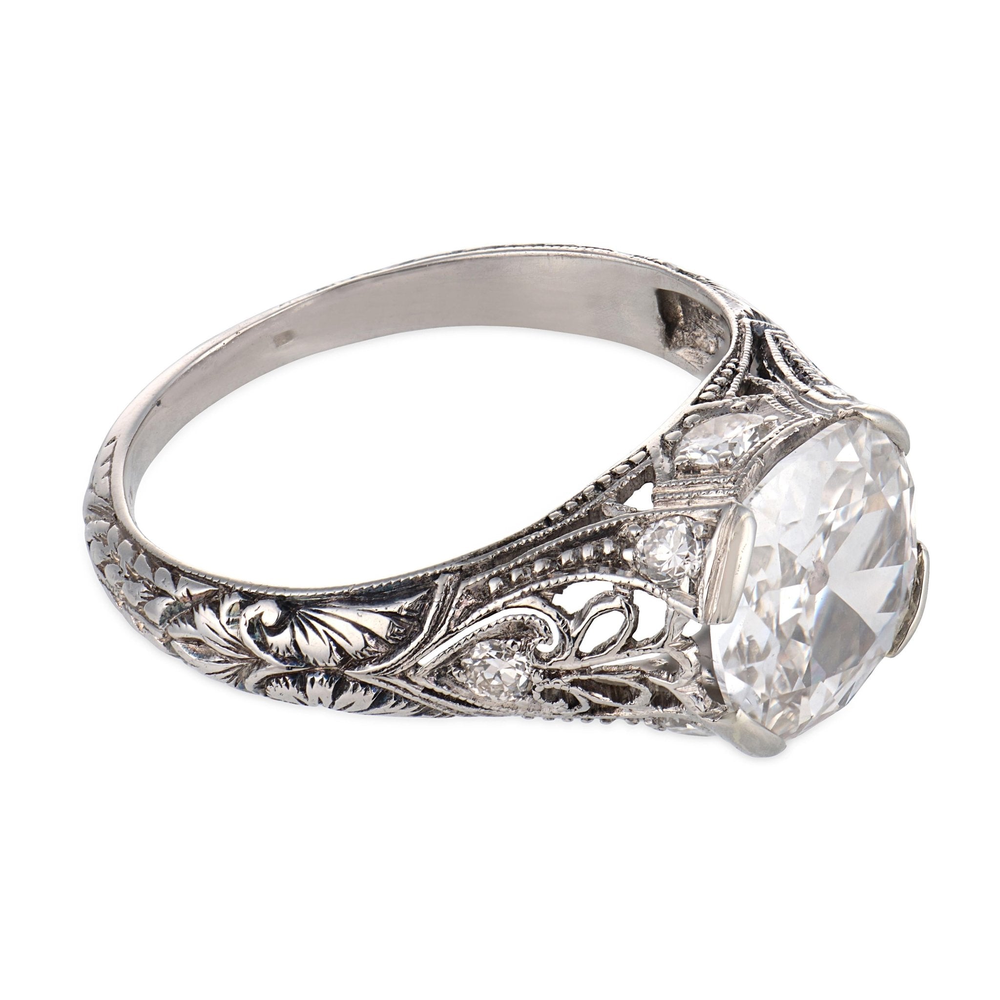 Art Deco GIA 1.59 carat diamond platinum engagement ring