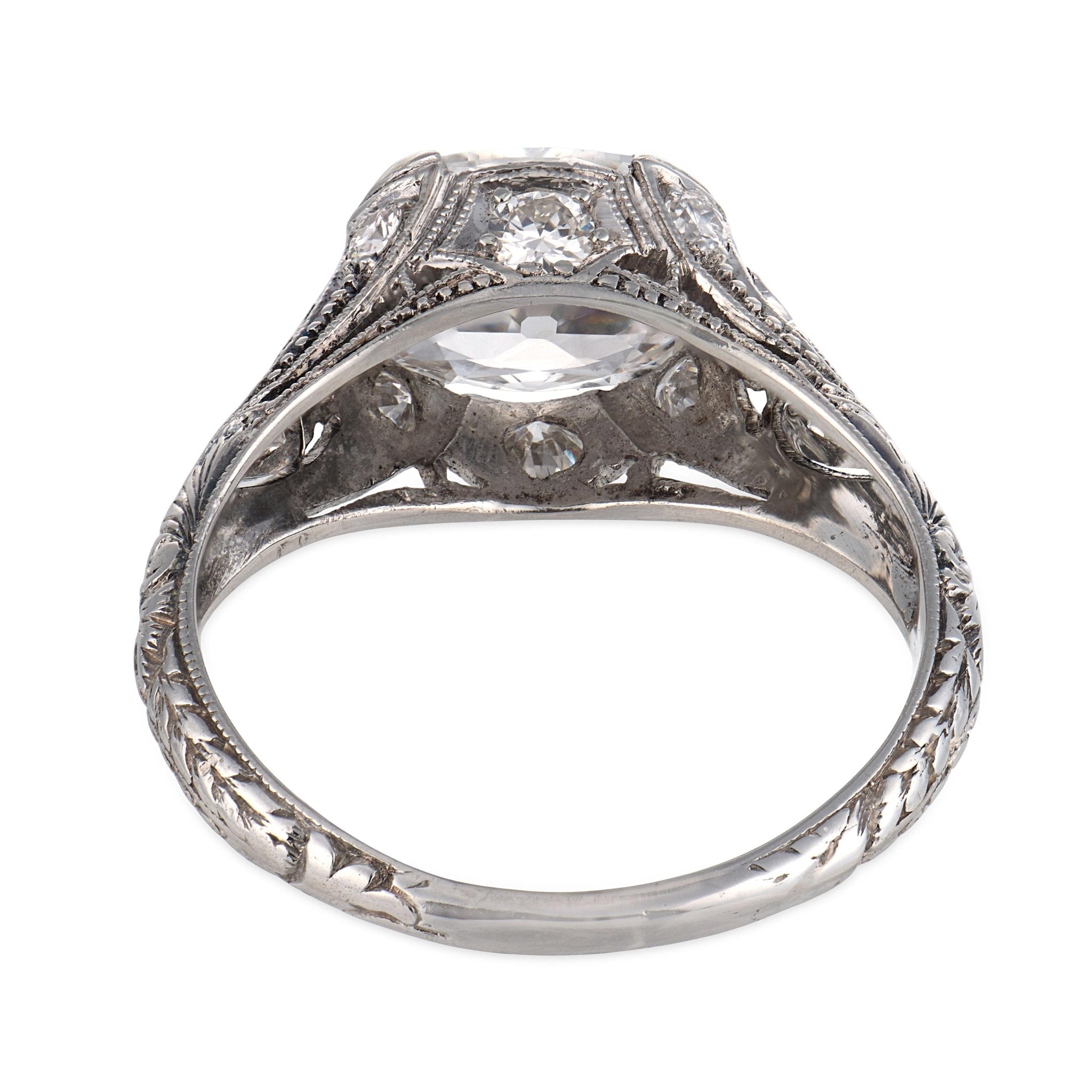 Art Deco GIA 1.59 carat diamond platinum engagement ring – Trumpet