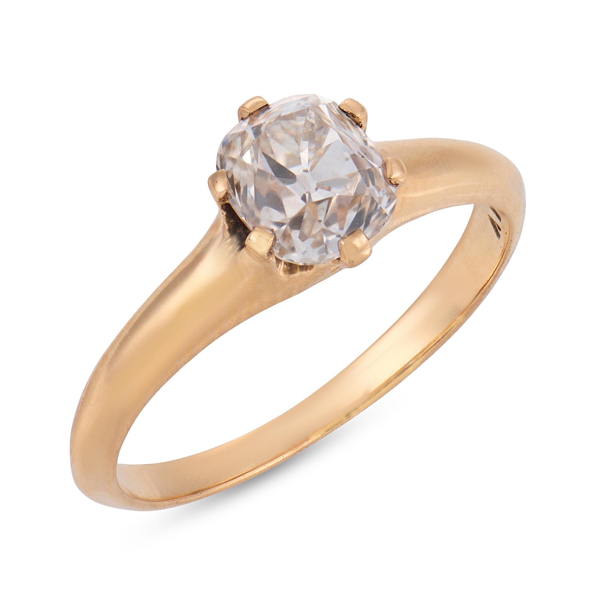 Victorian GIA 1.07 carat diamond 14k yellow gold solitaire engagement ring