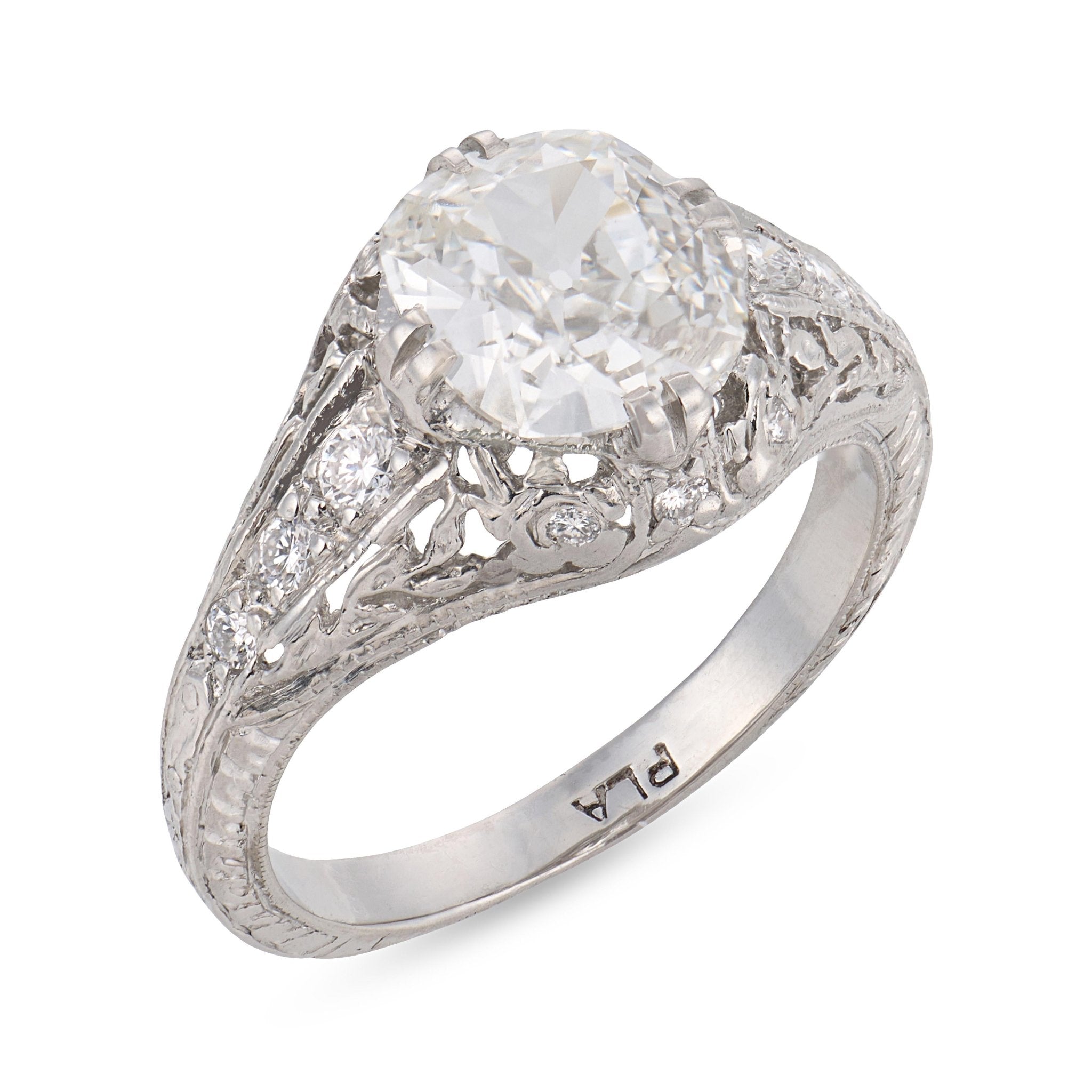 Art Deco GIA 1.21 carat diamond platinum engagement ring