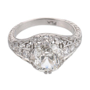 Art Deco GIA 1.21 carat diamond platinum engagement ring