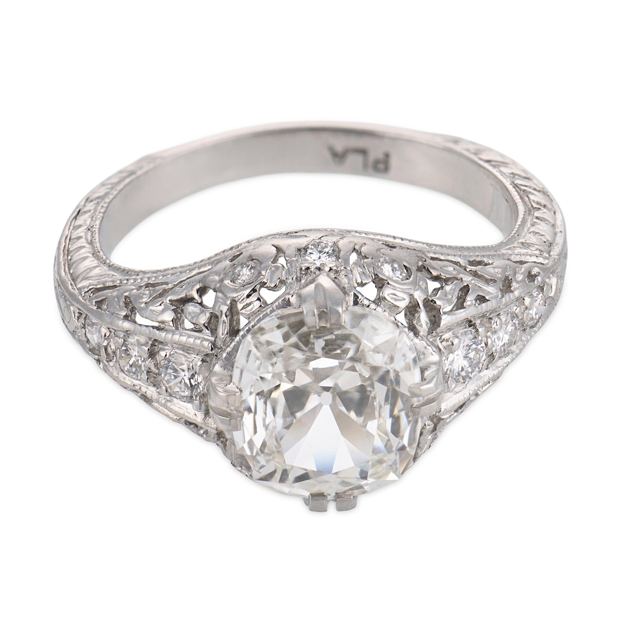 Art Deco GIA 1.21 carat diamond platinum engagement ring