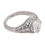 Art Deco GIA 1.21 carat diamond platinum engagement ring