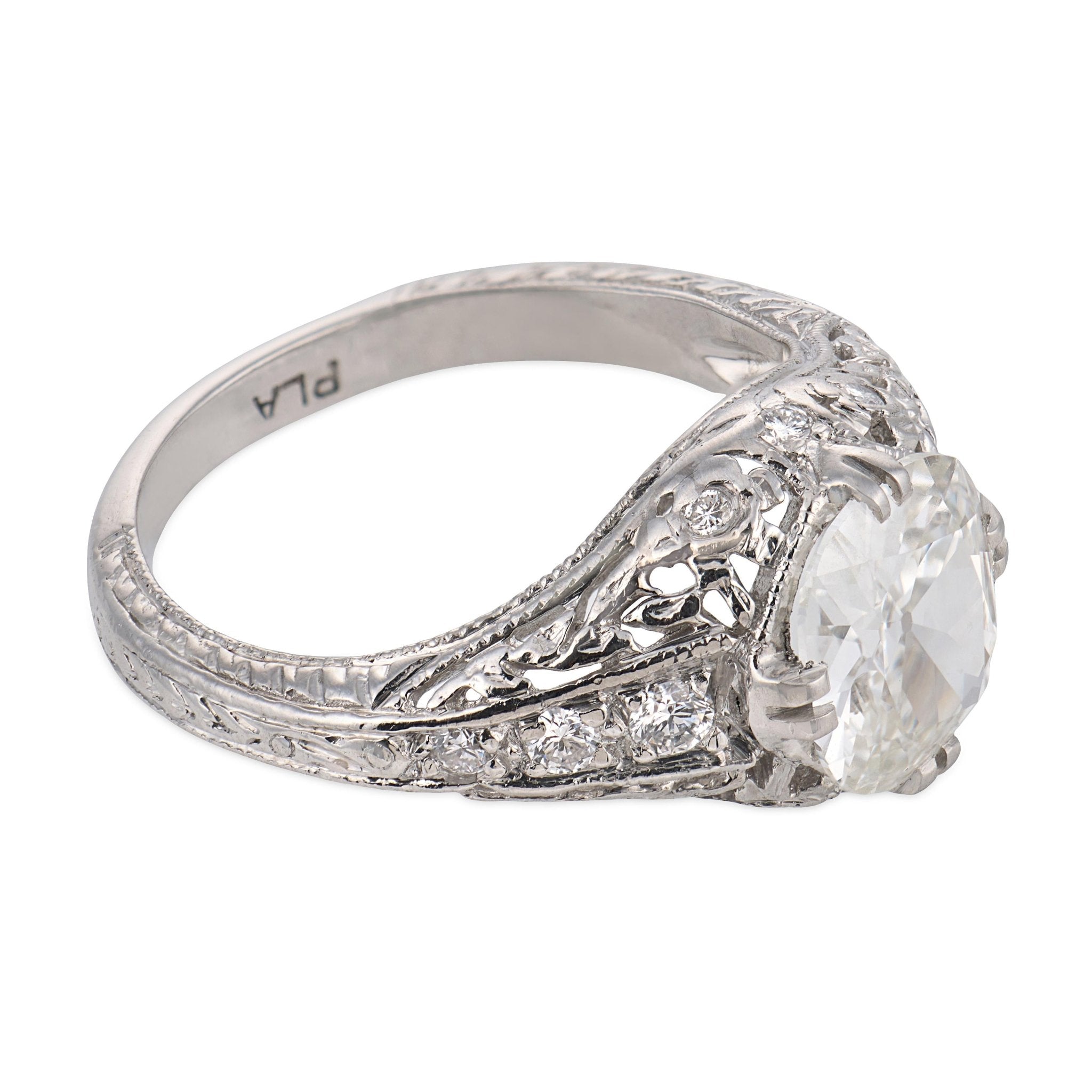 Art Deco GIA 1.21 carat diamond platinum engagement ring