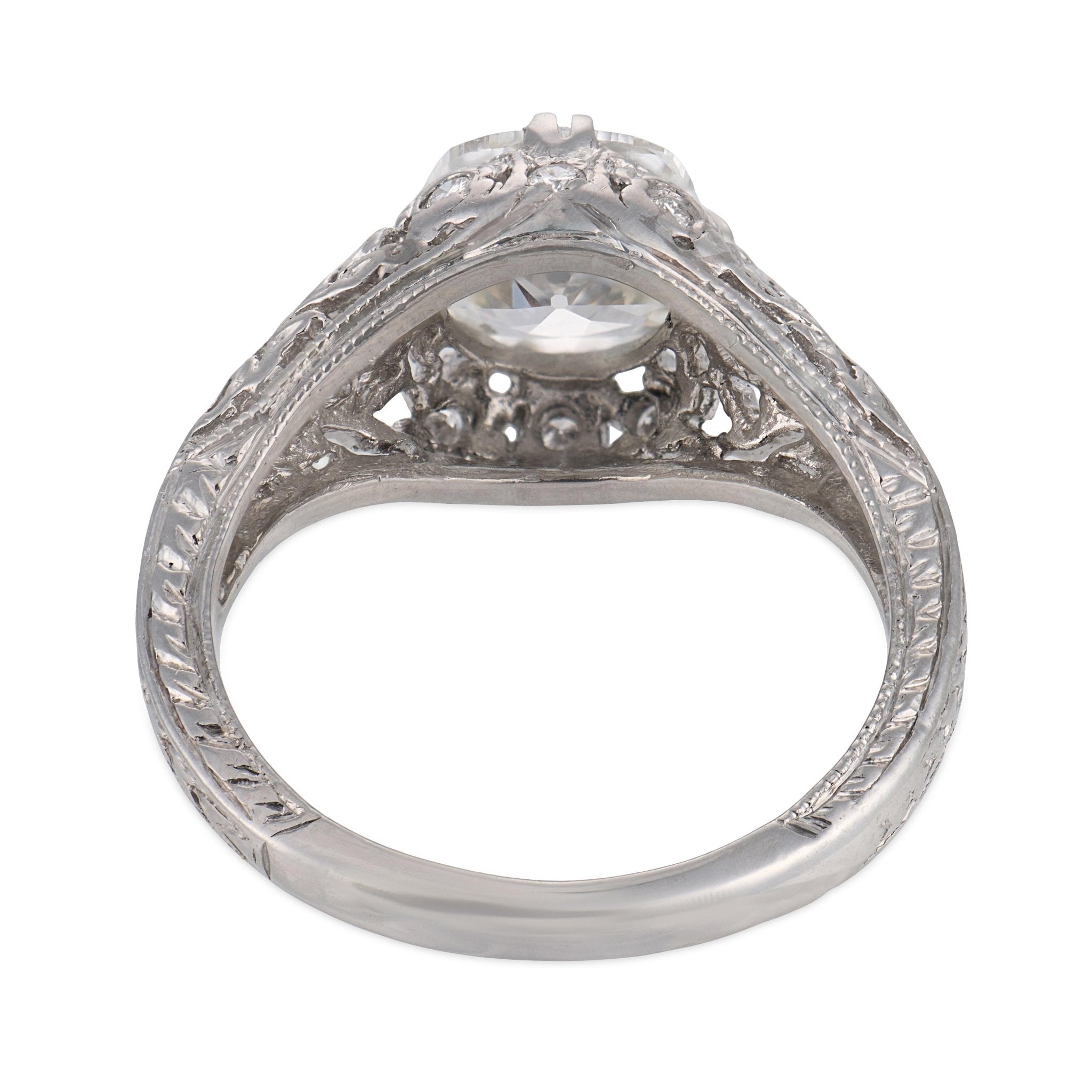 Art Deco GIA 1.21 carat diamond platinum engagement ring