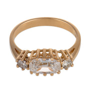 Vintage GIA 1.00 carat diamond 14k yellow gold East West ring