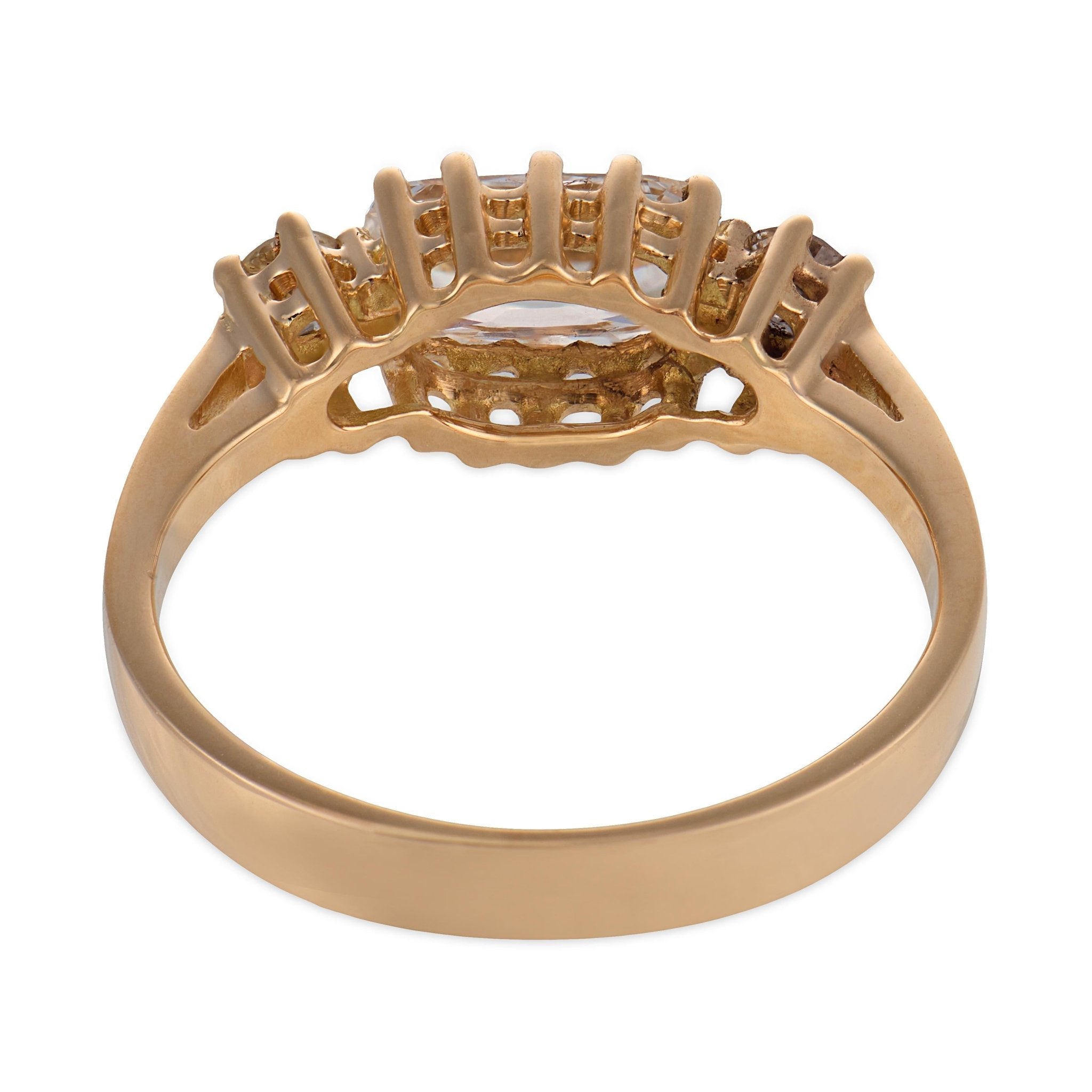 Vintage GIA 1.00 carat diamond 14k yellow gold East West ring