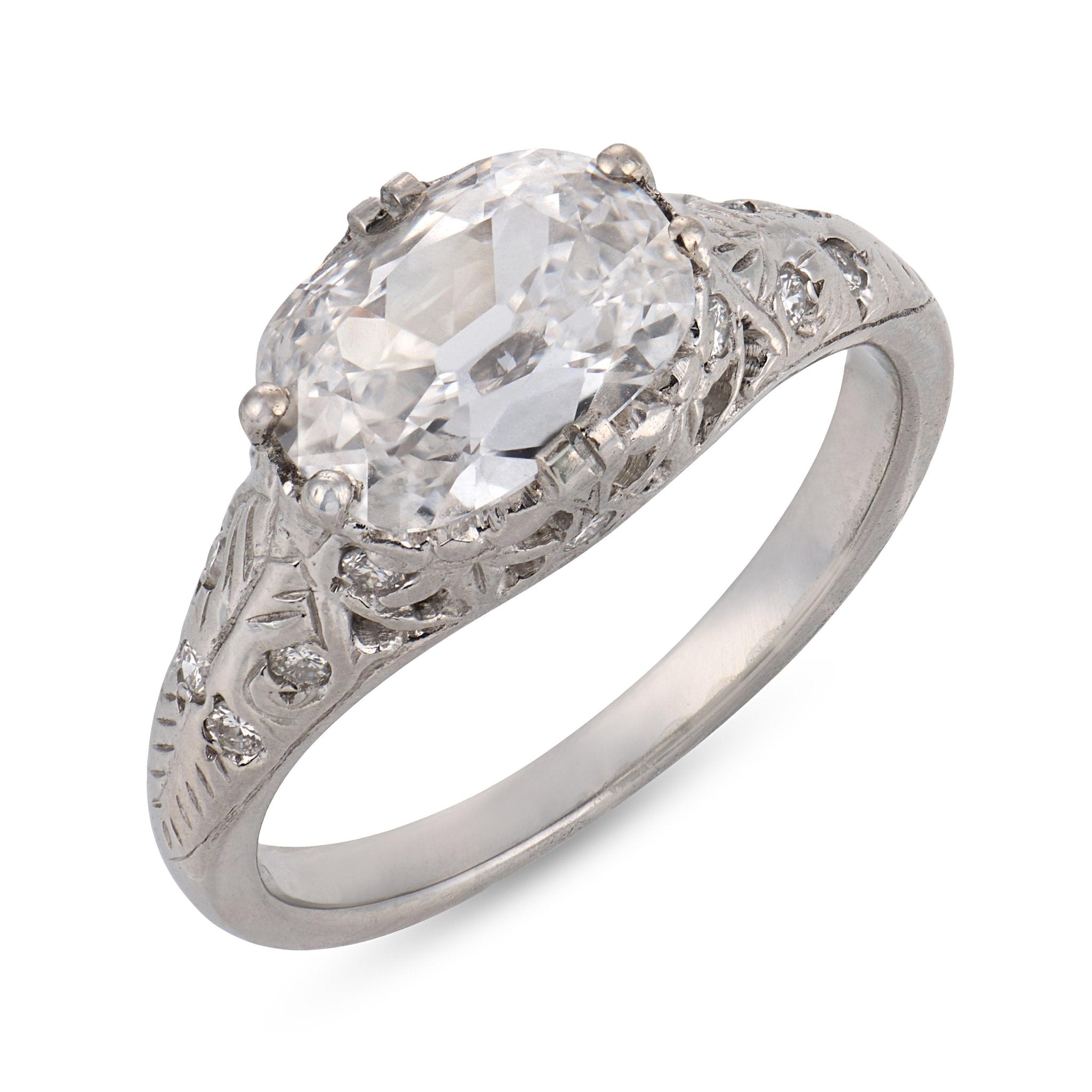 Art Deco GIA 1.10 carat diamond platinum engagement ring