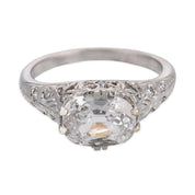 Art Deco GIA 1.10 carat diamond platinum engagement ring