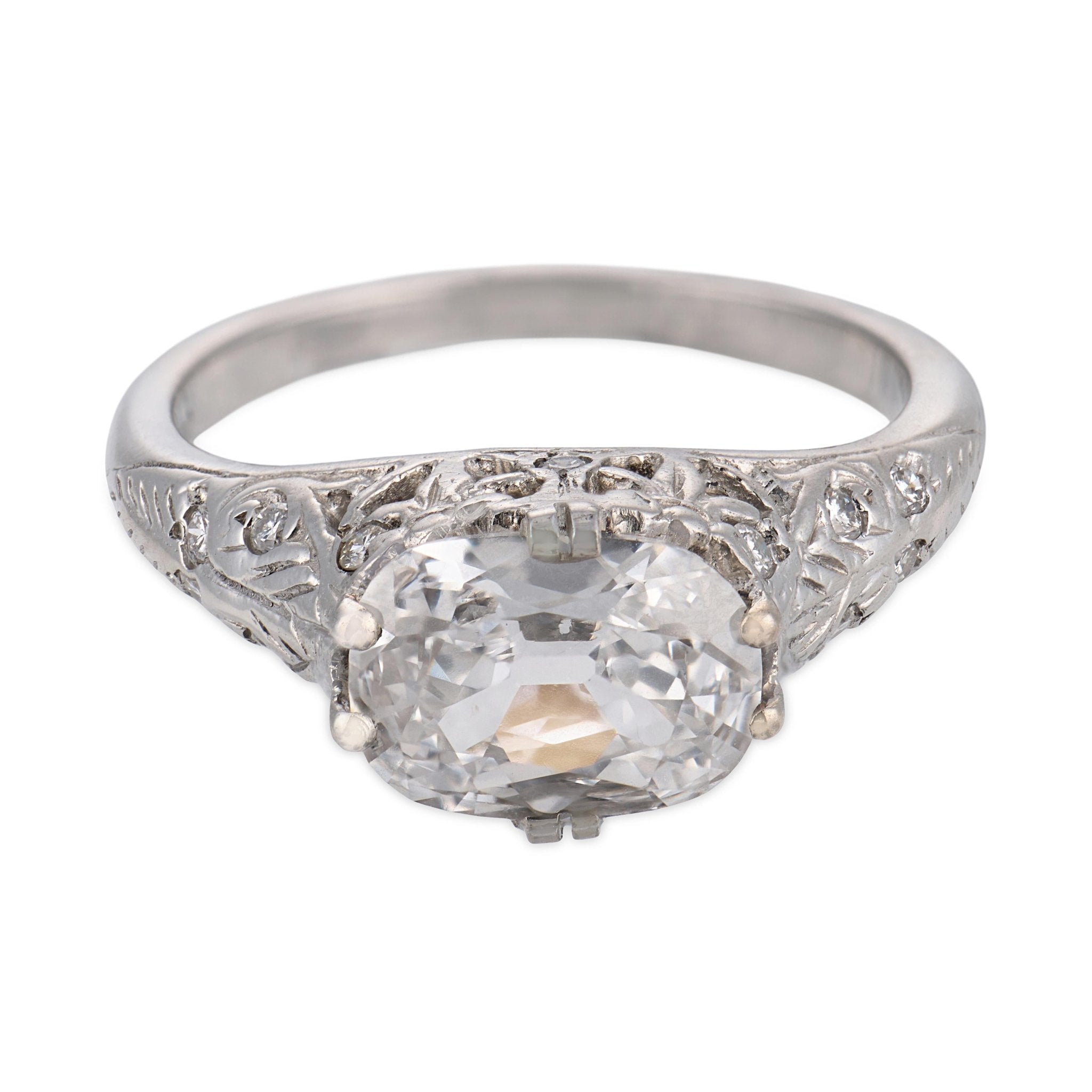Art Deco GIA 1.10 carat diamond platinum engagement ring
