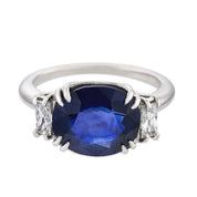 Vintage GIA 4.95 carat Ceylon sapphire diamond platinum ring