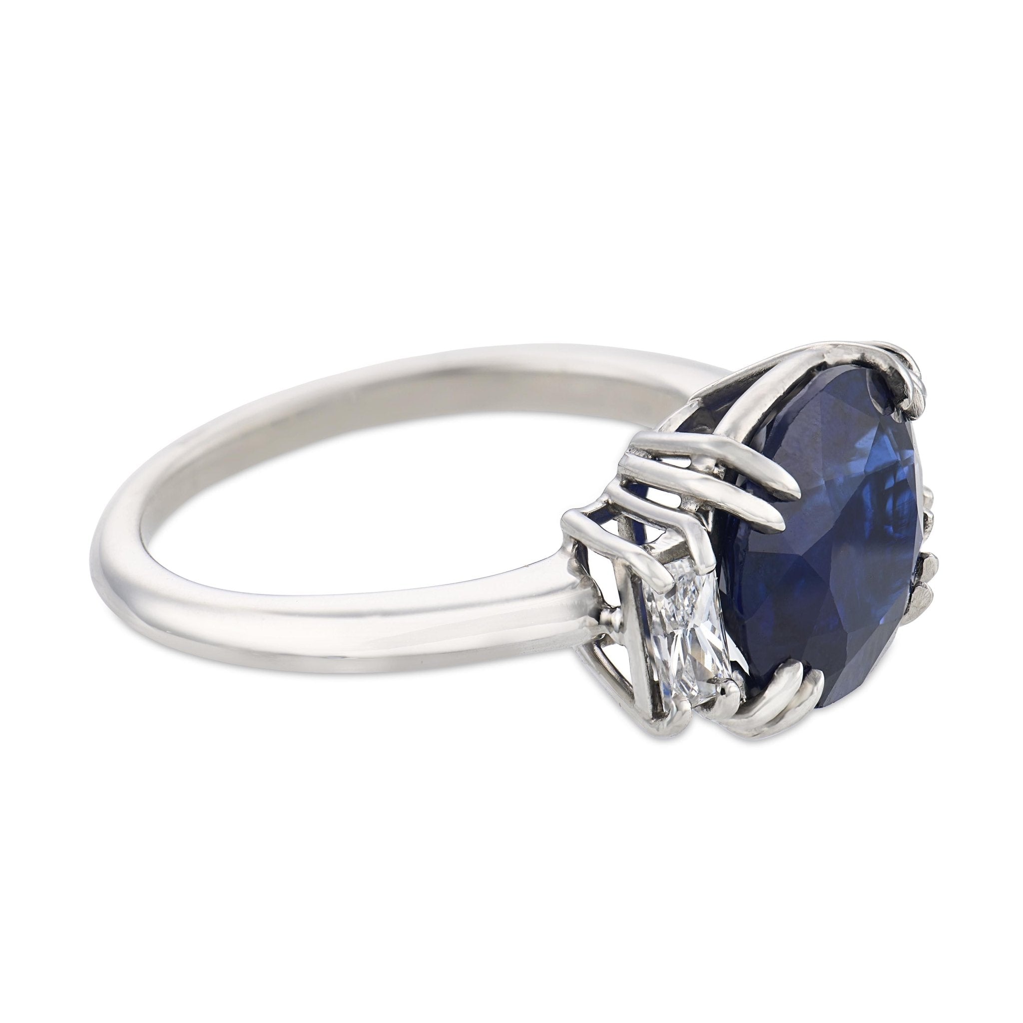 Vintage GIA 4.95 carat Ceylon sapphire diamond platinum ring