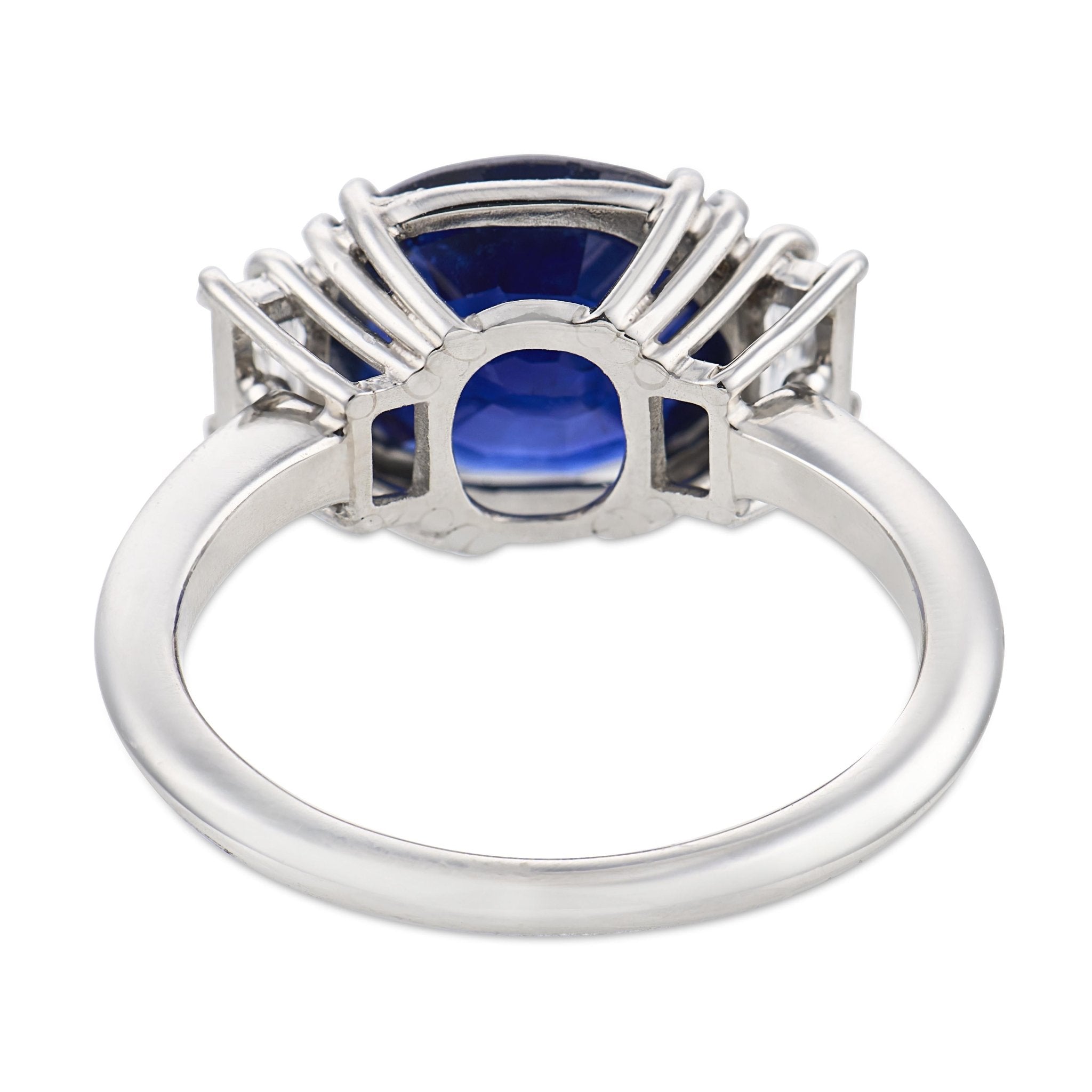 Vintage GIA 4.95 carat Ceylon sapphire diamond platinum ring
