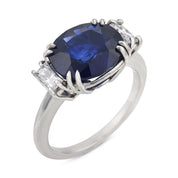 Vintage GIA 4.95 carat Ceylon sapphire diamond platinum ring