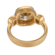 Vintage GIA 3.52 carat old mine cut diamond 18k yellow gold trilogy ring