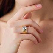 French GIA 2.80 carat diamond 18k yellow gold engagement ring