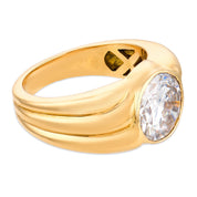 French GIA 2.80 carat diamond 18k yellow gold engagement ring
