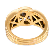 French GIA 2.80 carat diamond 18k yellow gold engagement ring