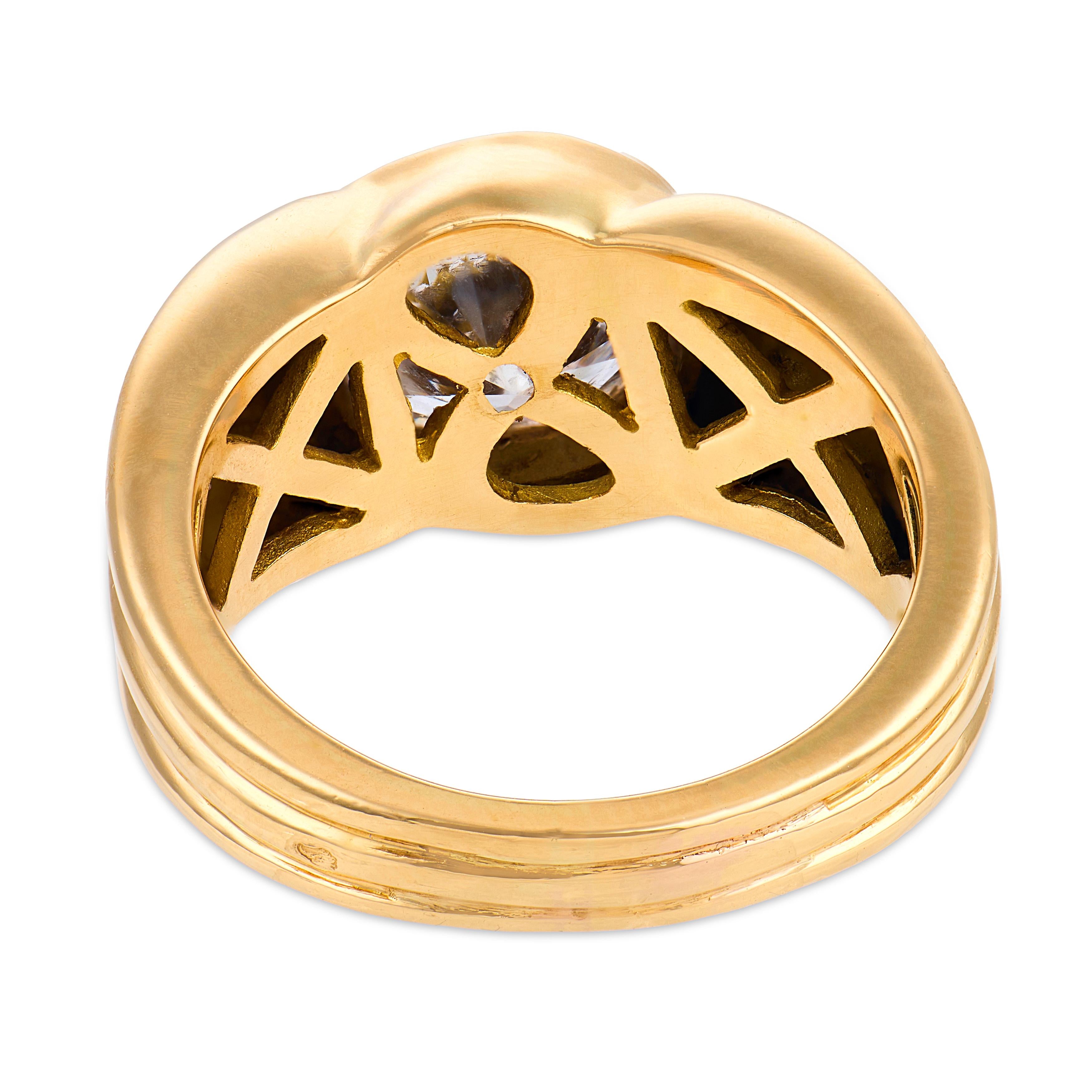 French GIA 2.80 carat diamond 18k yellow gold engagement ring