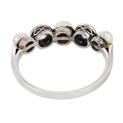Art Deco pearl diamond platinum band ring