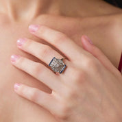 Art Deco diamond sapphire platinum ring