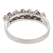 Mid Century marquise cut ruby diamond platinum band ring