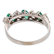 Mid Century 1.40 carat diamond emerald platinum band ring
