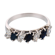 Mid Century diamond sapphire platinum band ring