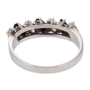 Mid Century diamond sapphire platinum band ring