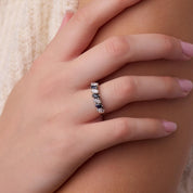 Mid Century diamond sapphire platinum band ring
