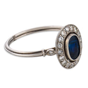 Art Deco style sapphire diamond platinum cluster ring