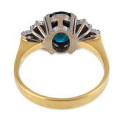 Vintage 1.90 carat sapphire diamond 18k yellow gold and platinum ring